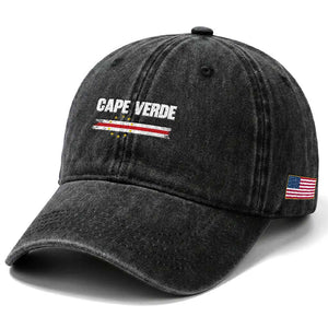 Cape Verde Pride Vintage Cape Verdean Flag 10 Stars Washed Cotton Baseball Cap