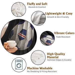 Cabo Verde Football Vintage Soccer Ball Graphic Throw Blanket