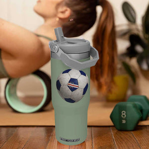 Cabo Verde Football Vintage Soccer Ball Graphic Flip Straw Tumbler