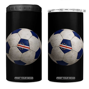 Cabo Verde Football Vintage Soccer Ball Graphic 4 in 1 Can Cooler Tumbler