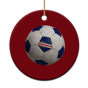 Cabo Verde Football Vintage Soccer Ball Graphic Ceramic Ornament