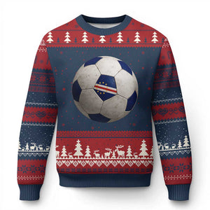 Cabo Verde Football Vintage Soccer Ball Graphic Ugly Christmas Sweater