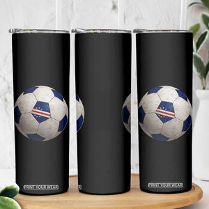 Cabo Verde Football Vintage Soccer Ball Graphic Skinny Tumbler