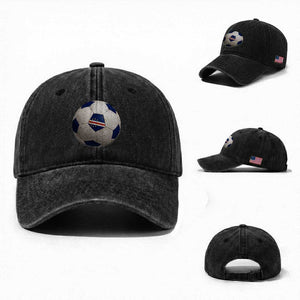 Cabo Verde Football Vintage Soccer Ball Graphic Washed Cotton Baseball Cap