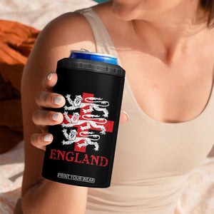 England Three Lions Symbol English Pride Souvenir 4 in 1 Can Cooler Tumbler