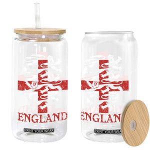 England Three Lions Symbol English Pride Souvenir Glass Can