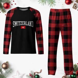 Vintage Switzerland National Pride The Swiss Cross Plaid Pajama Set