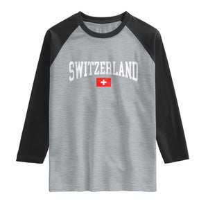 Vintage Switzerland National Pride The Swiss Cross Raglan Shirt
