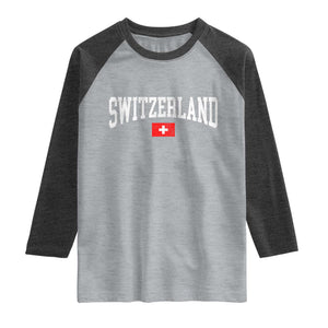 Vintage Switzerland National Pride The Swiss Cross Raglan Shirt
