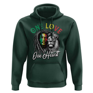 Reggae Legend Hoodie One Love One Heart Rastafarian Reggae Music Lion TS11 Dark Forest Green Print Your Wear