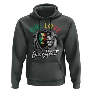 Reggae Legend Hoodie One Love One Heart Rastafarian Reggae Music Lion TS11 Dark Heather Print Your Wear
