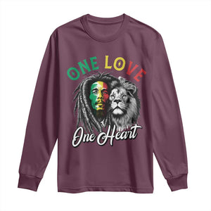 Reggae Legend Long Sleeve Shirt One Love One Heart Rastafarian Reggae Music Lion TS11 Maroon Print Your Wear