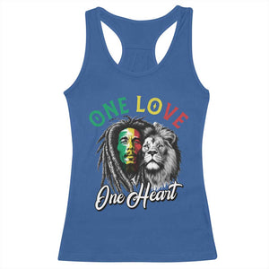 Reggae Legend Racerback Tank Top One Love One Heart Rastafarian Reggae Music Lion TS11 Royal Blue Print Your Wear