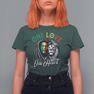 Reggae Legend T Shirt For Women One Love One Heart Rastafarian Reggae Music Lion TS11 Dark Forest Green Print Your Wear
