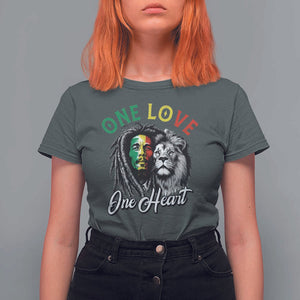 Reggae Legend T Shirt For Women One Love One Heart Rastafarian Reggae Music Lion TS11 Dark Heather Print Your Wear
