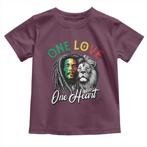 Reggae Legend Toddler T Shirt One Love One Heart Rastafarian Reggae Music Lion TS11 Maroon Print Your Wear