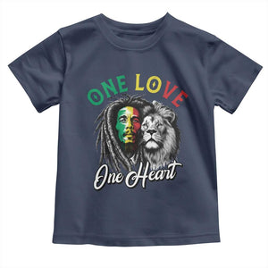 Reggae Legend Toddler T Shirt One Love One Heart Rastafarian Reggae Music Lion TS11 Navy Print Your Wear
