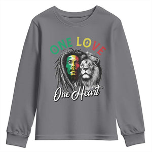 Reggae Legend Youth Sweatshirt One Love One Heart Rastafarian Reggae Music Lion TS11 Charcoal Print Your Wear