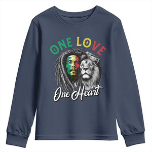 Reggae Legend Youth Sweatshirt One Love One Heart Rastafarian Reggae Music Lion TS11 Navy Print Your Wear