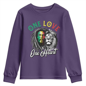 Reggae Legend Youth Sweatshirt One Love One Heart Rastafarian Reggae Music Lion TS11 Purple Print Your Wear
