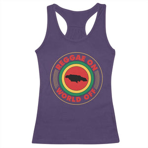 Reggae On World Off Racerback Tank Top Rasta Music Rastafarian Jamaica TS11 Purple Print Your Wear