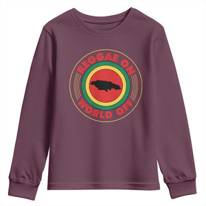 Reggae On World Off Youth Sweatshirt Rasta Music Rastafarian Jamaica TS11 Maroon Print Your Wear