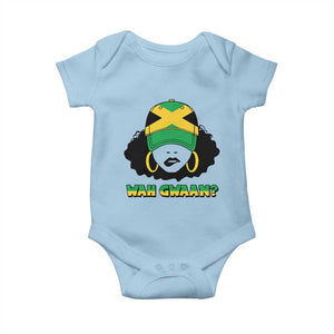 Jamaican Girl Baby Onesie Wah Gwaan Jamaica Flag TS11 Light Blue Print Your Wear