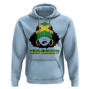 Jamaican Girl Hoodie Wah Gwaan Jamaica Flag TS11 Light Blue Print Your Wear