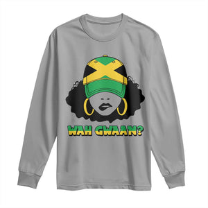 Jamaican Girl Long Sleeve Shirt Wah Gwaan Jamaica Flag TS11 Sport Gray Print Your Wear