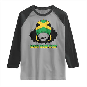 Jamaican Girl Raglan Shirt Wah Gwaan Jamaica Flag TS11 Sport Gray Black Print Your Wear