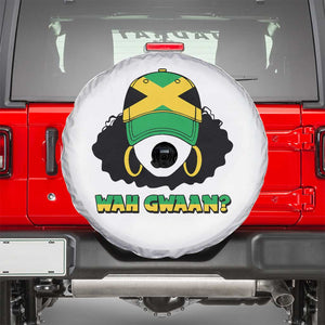 Jamaican Girl Spare Tire Cover Wah Gwaan Jamaica Flag TS11 White Print Your Wear
