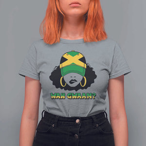 Jamaican Girl T Shirt For Women Wah Gwaan Jamaica Flag TS11 Sport Gray Print Your Wear