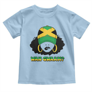 Jamaican Girl Toddler T Shirt Wah Gwaan Jamaica Flag TS11 Light Blue Print Your Wear