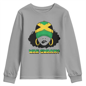 Jamaican Girl Youth Sweatshirt Wah Gwaan Jamaica Flag TS11 Sport Gray Print Your Wear