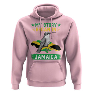 My Story Began In Jamaica Hoodie Hummingbird Jamaican Flag TS11 Light Pink Print Your Wear