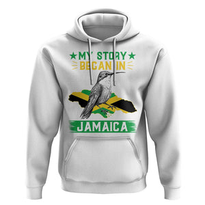 My Story Began In Jamaica Hoodie Hummingbird Jamaican Flag TS11 White Print Your Wear