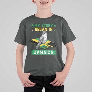 My Story Began In Jamaica T Shirt For Kid Hummingbird Jamaican Flag TS11 Dark Heather Print Your Wear