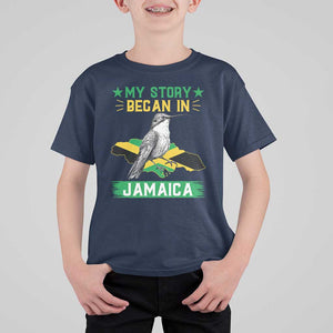 My Story Began In Jamaica T Shirt For Kid Hummingbird Jamaican Flag TS11 Navy Print Your Wear