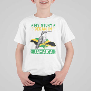 My Story Began In Jamaica T Shirt For Kid Hummingbird Jamaican Flag TS11 White Print Your Wear
