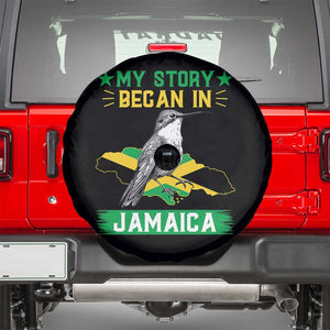 My Story Began In Jamaica Spare Tire Cover Hummingbird Jamaican Flag TS11 Black Print Your Wear