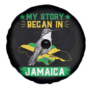 My Story Began In Jamaica Spare Tire Cover Hummingbird Jamaican Flag TS11 Print Your Wear