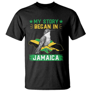 My Story Began In Jamaica T Shirt Hummingbird Jamaican Flag TS11 Black Print Your Wear
