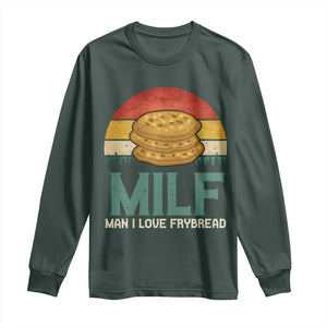 Funny MILF Man I Love Frybread Long Sleeve Shirt Vintage Retro Sunset Native American Food TS11 Dark Forest Green Print Your Wear