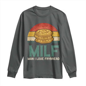 Funny MILF Man I Love Frybread Long Sleeve Shirt Vintage Retro Sunset Native American Food TS11 Dark Heather Print Your Wear