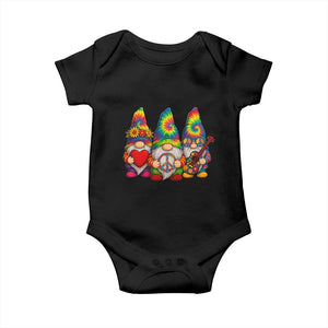 Three Hippie Gnomes Peace Retro Tie Dye Flower Baby Onesie TS11 Black Print Your Wear