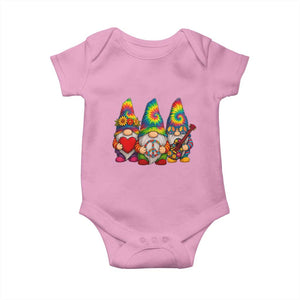 Three Hippie Gnomes Peace Retro Tie Dye Flower Baby Onesie TS11 Light Pink Print Your Wear
