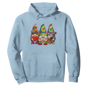Three Hippie Gnomes Peace Retro Tie Dye Flower Hoodie TS11 Light Blue Print Your Wear