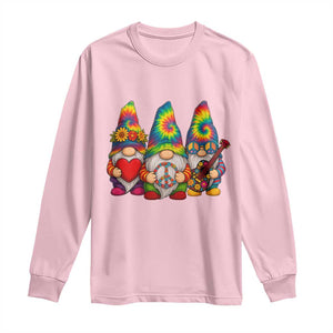 Three Hippie Gnomes Peace Retro Tie Dye Flower Long Sleeve Shirt TS11 Light Pink Print Your Wear