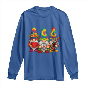 Three Hippie Gnomes Peace Retro Tie Dye Flower Long Sleeve Shirt TS11 Royal Blue Print Your Wear