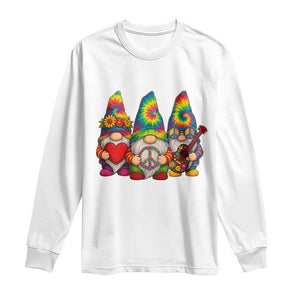 Three Hippie Gnomes Peace Retro Tie Dye Flower Long Sleeve Shirt TS11 White Print Your Wear